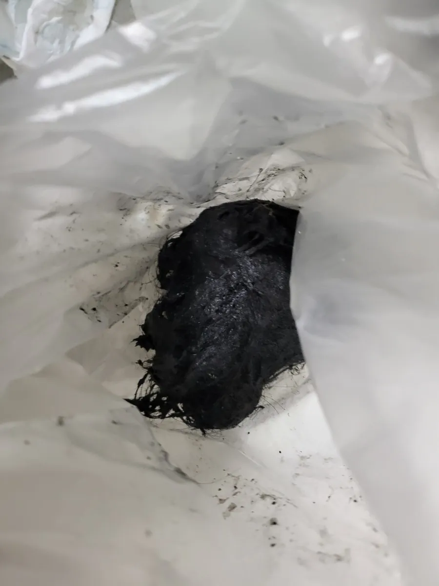 배수구에서 빼낸 검은 머리카락 뭉치